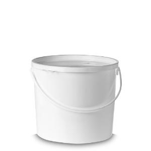 Bucket with plastic handle and lid