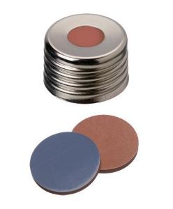 Magnetic screw caps, butyl red/PTFE grey