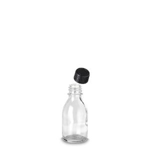 Bottle, narrow neck, clear, GL18 with screw cap, 30 ml