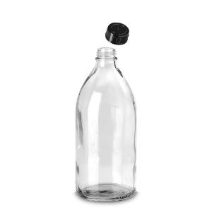 Bottle, narrow neck, clear , GL25 with screw cap, 500 ml