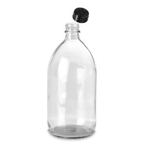 Bottle, narrow neck, clear, GL28 with screw cap, 1000 ml