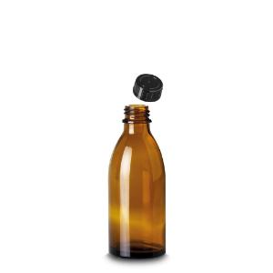 Bottle, narrow neck, amber with screw cap, 150 ml