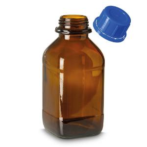 Bottle, square wide neck, 1000 ml with screw cap