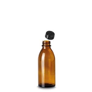 Bottle, narrow neck, amber, 100 ml GL22 with screw cap