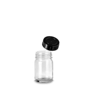 Bottle, wide neck, 100 ml clear GL40 with screw cap