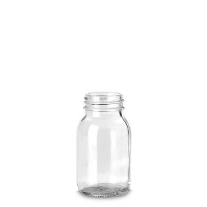 Bottle, wide neck, clear, 125 ml GL40 without screw cap