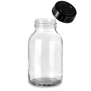 Bottle, wide neck, 500 ml clear GL55 with screw cap