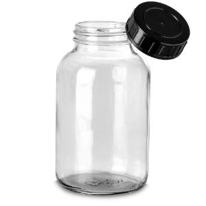 Bottle, wide neck, 1000 ml clear GL68 with screw cap