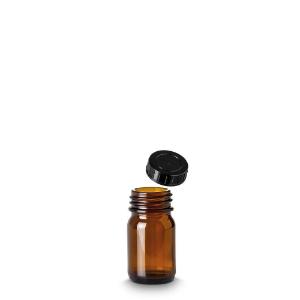 Bottle, wide neck, 30 ml amber GL32 with screw cap