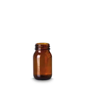 Bottle, wide neck, amber, GL40 without screw cap, 100 ml