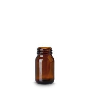 Bottle, wide neck, amber, GL45 without screw cap, 150 ml