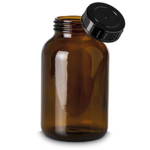 Bottle, wide neck, 1000 ml amber GL68 with screw cap