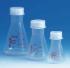 Erlenmeyer flasks, wide neck, with screw caps