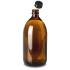 Bottle, narrow neck, amber, GL28 with screw cap, 1000 ml